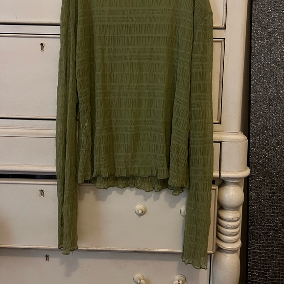 Revolve- More to Come Sadie Ruched Sheer Top in Green - Picture 3 of 5